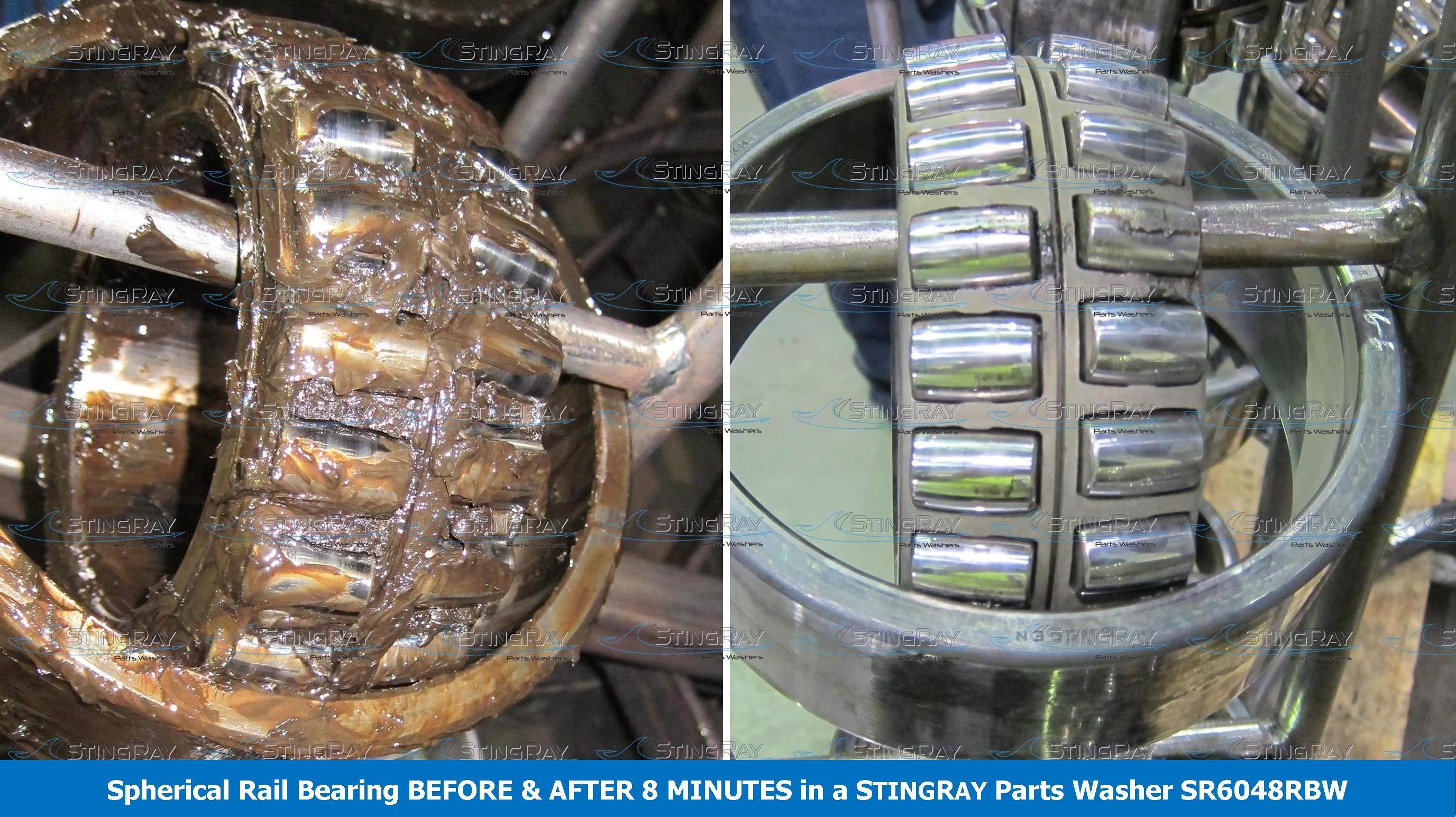 Rail-Bearing-with-Watermark/Spherical-Rail-Bearing-Cleaning-Results-in-a-StingRay-Parts-Washer