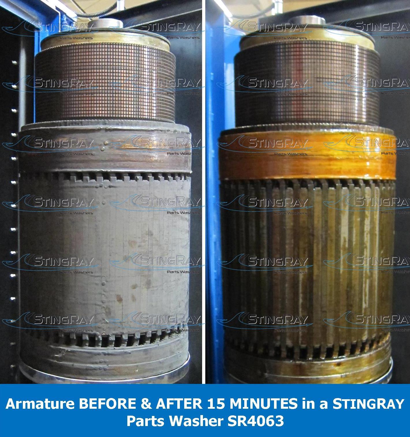 Armature Cleaning Result in StingRay Industrial Parts Washer