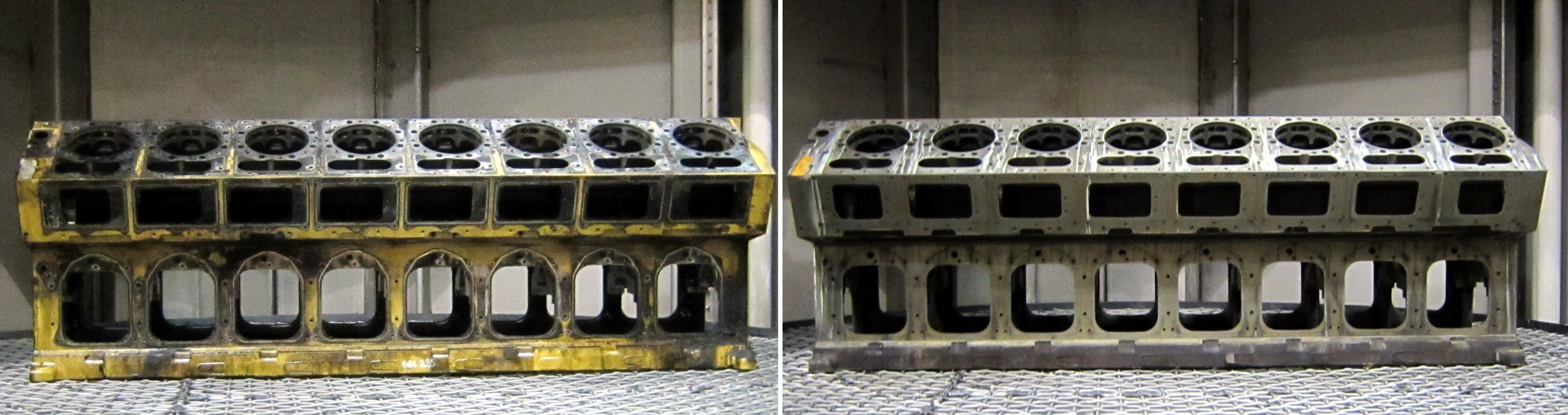 CAT C175 Diesel Engine Block Before and After wash