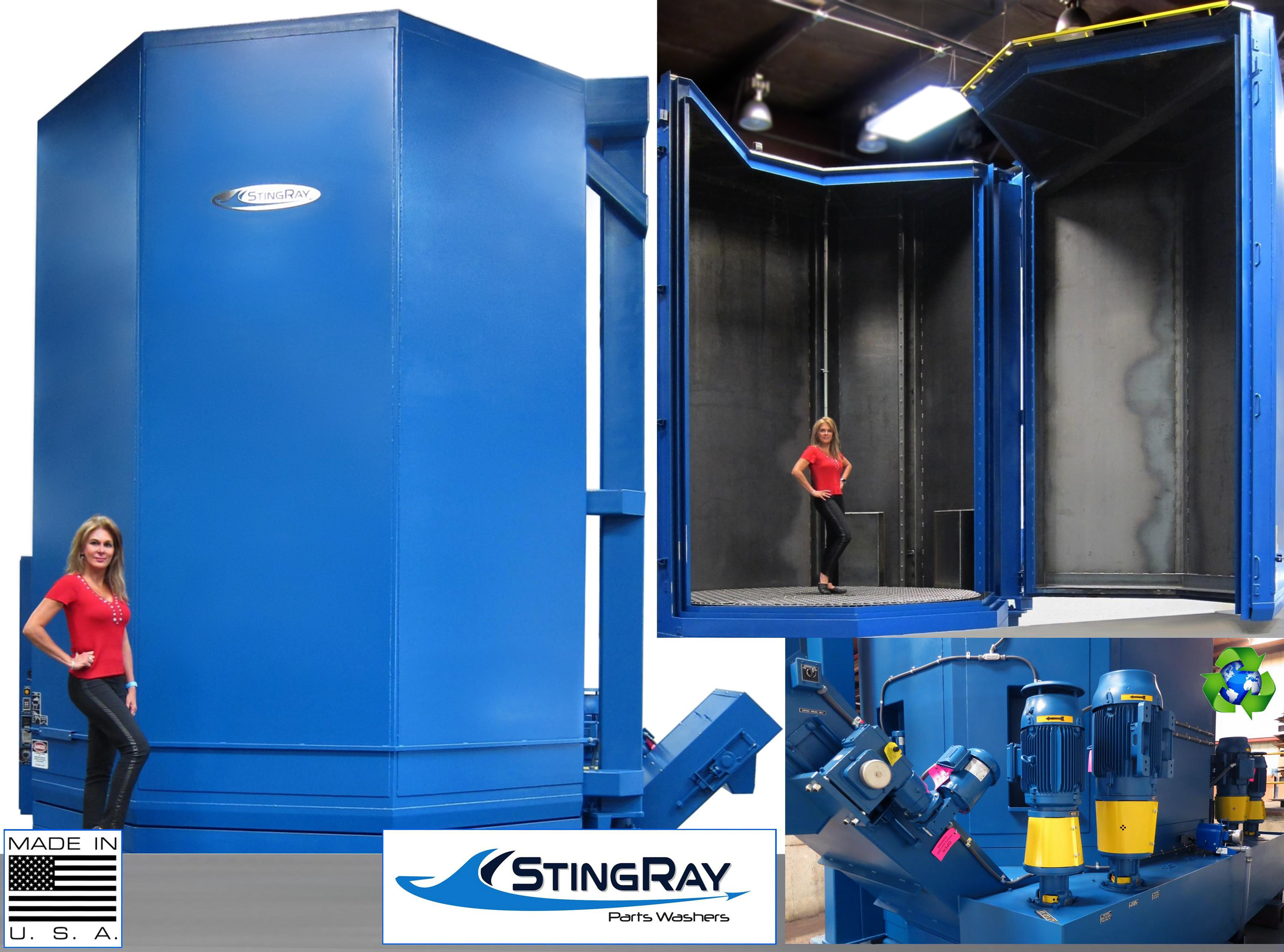 Large Industrial Parts Washer by StingRay for Power Generation Turbine Components