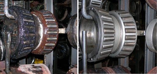Rail Bearings: Before and After Cleaning